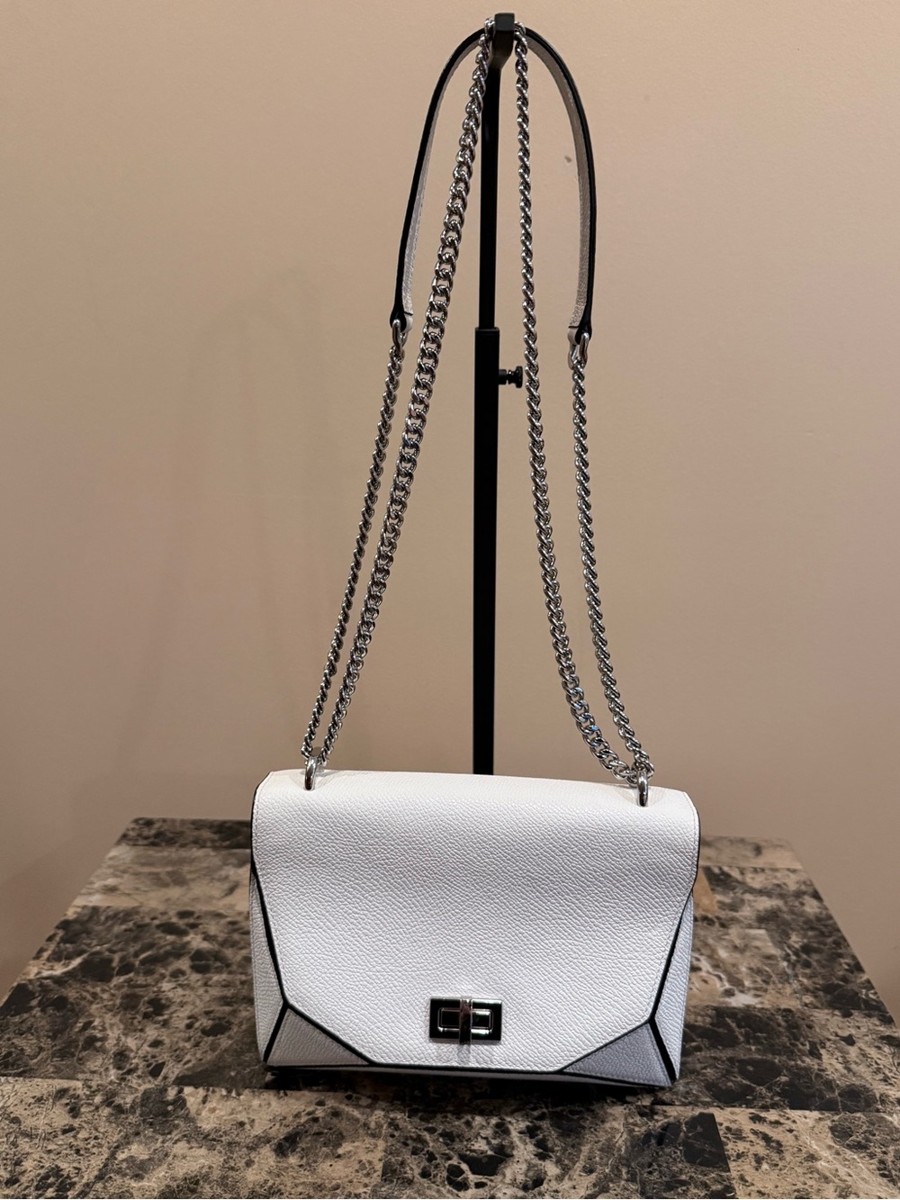 Henri Bendel Bijoux Party Chain Crossbody - White Pebbled Leather - Picture 2 of 16